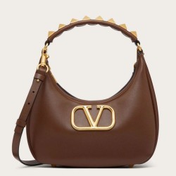 Valentino Stud Sign Hobo Borsa Marrone Scuro