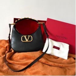 Valentino Stud Sign Hobo Borsa Nero Vitello