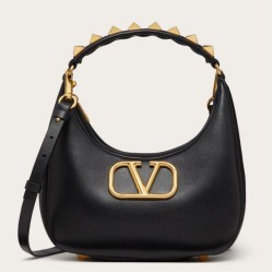 Valentino Stud Sign Hobo Borsa Nero Vitello