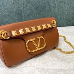 Valentino Stud Sign Borse a tracolla Marrone Nappa