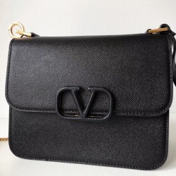 Valentino Vsling Grande Borse a tracolla Nero Vitello Granulato