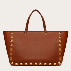 Valentino Roman Stud Tote Borsa Marrone Vitello Granulato