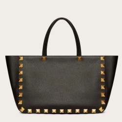 Valentino Roman Stud Tote Borsa Nero Vitello Granulato