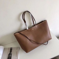 Valentino Rockstud Shopping Borsa Grande Marrone