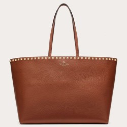Valentino Rockstud Shopping Borsa Grande Marrone