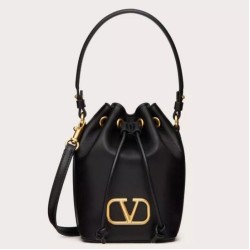 Valentino VLogo Signature Mini Bucket Borsa Nero Calfskin