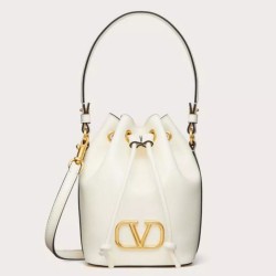 Valentino VLogo Signature Mini Bucket Borsa Bianco Calfskin