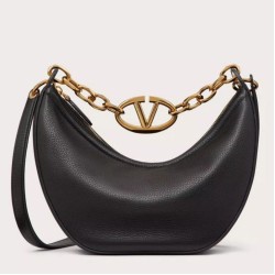 Valentino VLogo Moon Piccolo Hobo Borsa con catena Nero