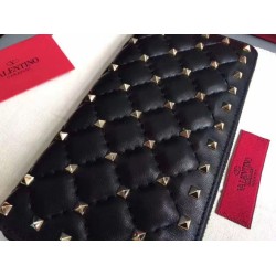 Valentino Rockstud Spike Zip Portafoglio Noir Agnello Valentino Rockstud Spike Zip Portafoglio Noir Agnello