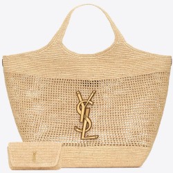 Saint Laurent Icare Maxi Shopping Borsa Naturel Raffia