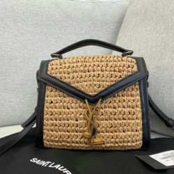 Borsa Saint Laurent Cassandra Mini Top Handle rafia
