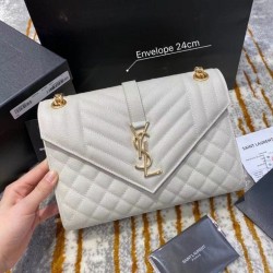 Borsa media Saint Laurent Envelope martellata bianca