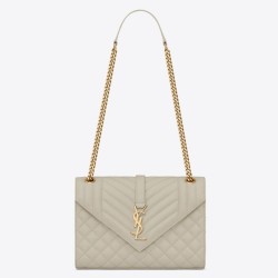 Borsa media Saint Laurent Envelope martellata bianca