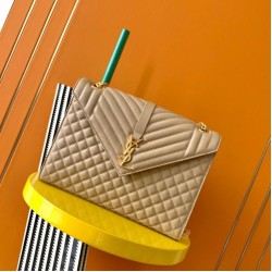 Borsa Saint Laurent Envelope grande martellata beige matelassé