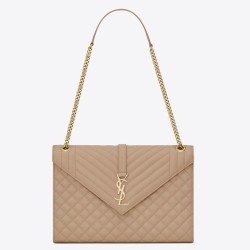 Borsa Saint Laurent Envelope grande martellata beige matelassé