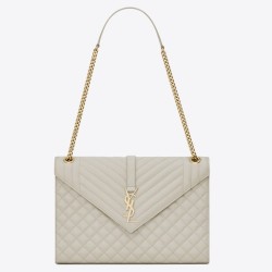 Borsa grande Saint Laurent Envelope matelassé bianca