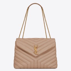 Borsa Saint Laurent Loulou media matelassé beige