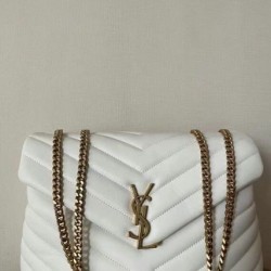 Borsa Saint Laurent Loulou media matelassé bianca