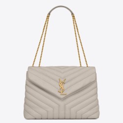 Borsa Saint Laurent Loulou media matelassé bianca