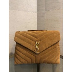 Borsa Saint Laurent Loulou media scamosciata marrone Borsa Saint Laurent Loulou media scamosciata marrone