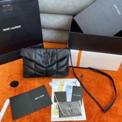 Borsa Saint Laurent So Nero Puffer Toy agnello nera