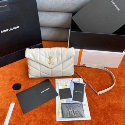 Borsa Saint Laurent Puffer Toy agnello bianca
