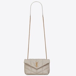 Borsa Saint Laurent Puffer Toy agnello bianca