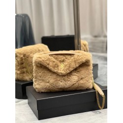 Borsa Saint Laurent Loulou piccola montone beige