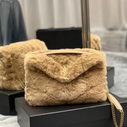Borsa Saint Laurent Loulou piccola montone beige