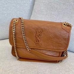 Borsa Saint Laurent Niki media vitello marrone