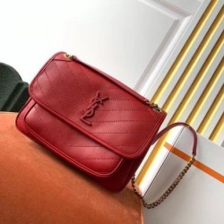 Borsa media Saint Laurent Niki agnello rossa