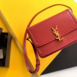 Borsa media Saint Laurent Solferino vitello rossa