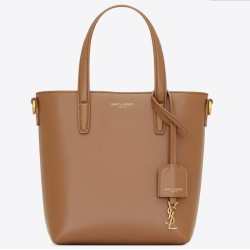 Borsa shopping Saint Laurent Mini Toy vitello marrone