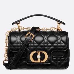 Dior Mini Jolie Borsa con Manico Superiore Nera Cannage Calfskin