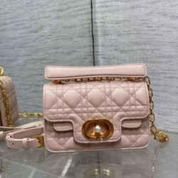 Borsa Dior Mini Jolie con Manico Superiore Rosa Pelle di Vitello Cannage