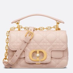 Borsa Dior Mini Jolie con Manico Superiore Rosa Pelle di Vitello Cannage