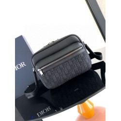 Borsa a tracolla con cerniera Dior Rider 2.0 nera obliqua con nero