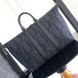 Dior Weekender 40 Borsa Maxi Dior Oblique Jacquard Nero
