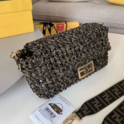 Borsa Baguette Media Fendi Strisce Intrecciate