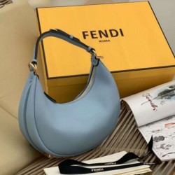 Borsa Hobo Piccola Fendi Fendigraphy Azzurro Chiaro