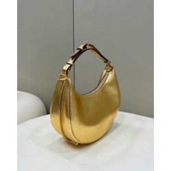 Fendi Fendigraphy Piccola Borsa Hobo Oro Laminato Fendi Fendigraphy Piccola Borsa Hobo Oro Laminato