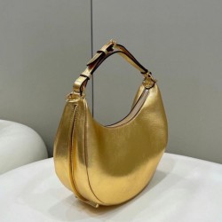 Fendi Fendigraphy Piccola Borsa Hobo Oro Laminato