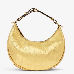 Fendi Fendigraphy Piccola Borsa Hobo Oro Laminato
