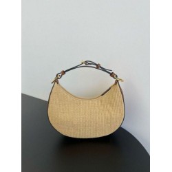 Fendi Fendigraphy Piccola Borsa Hobo Rafia Naturale Fendi Fendigraphy Piccola Borsa Hobo Rafia Naturale