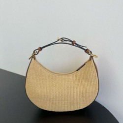 Fendi Fendigraphy Piccola Borsa Hobo Rafia Naturale