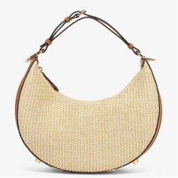 Fendi Fendigraphy Piccola Borsa Hobo Rafia Naturale