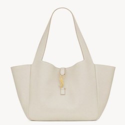 YSL Saint Laurent LE 5 A 7 Borsa Tote Bea Bianca Granulata