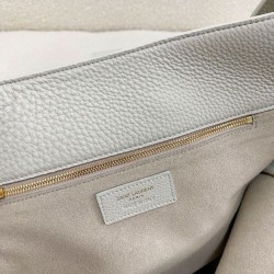 YSL Saint Laurent LE 5 A 7 Borsa Tote Bea Bianca Granulata