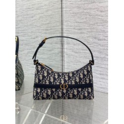 Mini borsa Dior 30 Montaigne Cigale in jacquard blu obliquo Mini borsa Dior 30 Montaigne Cigale in jacquard blu obliquo