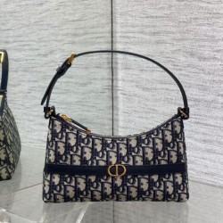 Mini borsa Dior 30 Montaigne Cigale in jacquard blu obliquo Mini borsa Dior 30 Montaigne Cigale in jacquard blu obliquo